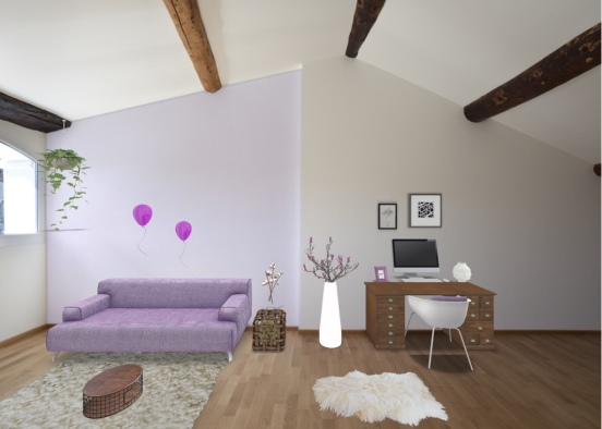 purple lounge room Design Rendering