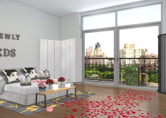 a honeymoon sweet for a groom and groom in  the lovely New York  Design Rendering