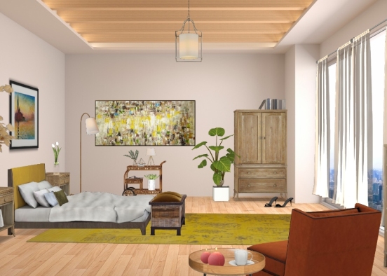Chartreuse bedroom Design Rendering