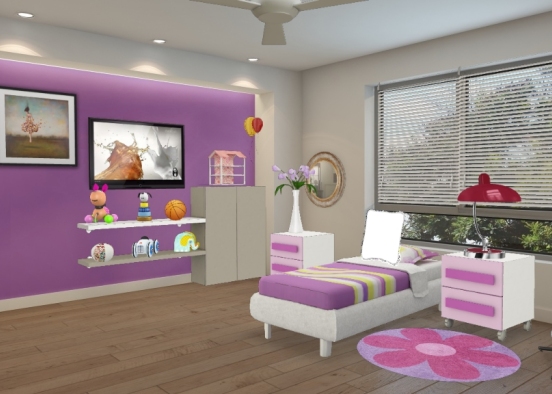 Pink love children room Design Rendering
