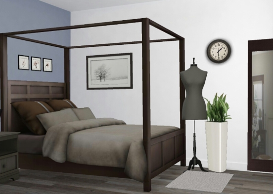 Black and White bedroom Design Rendering