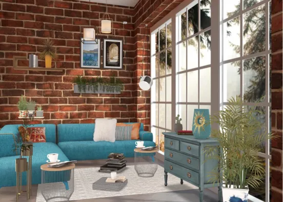 boho living room! Design Rendering