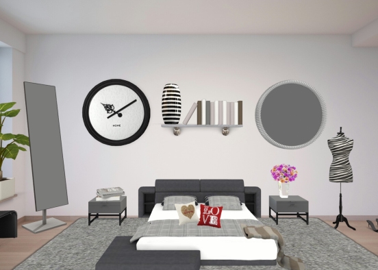 Chambre grise Design Rendering