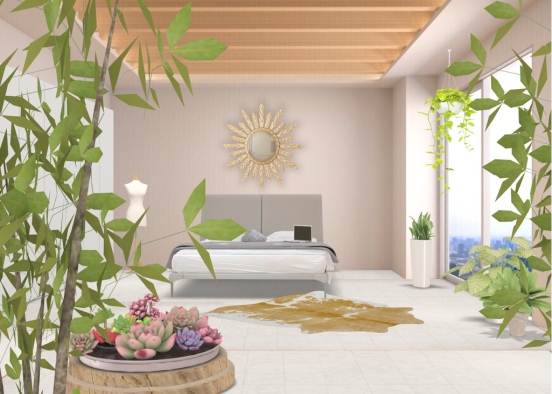 Apartment Bedroom With A City View Design Rendering