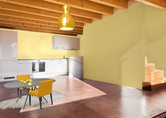 A simple lemon inspard kitchen  Design Rendering