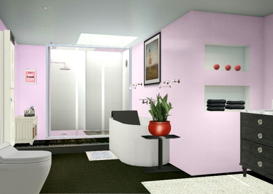 Pink bathroom Design Rendering