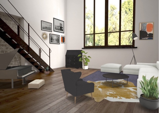 Bright Living Room Design Rendering