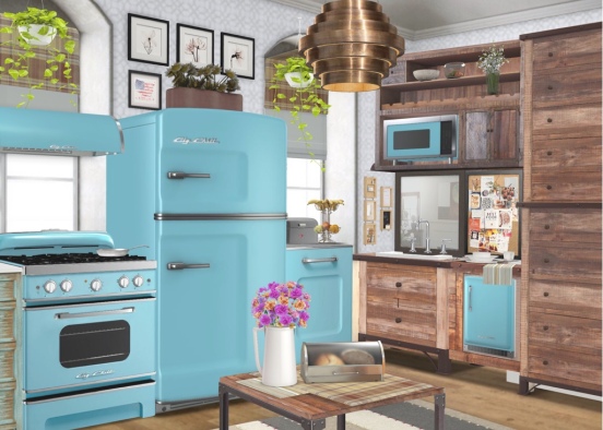 Country Kitchen with retro flair by Agent Jenesis  Design Rendering