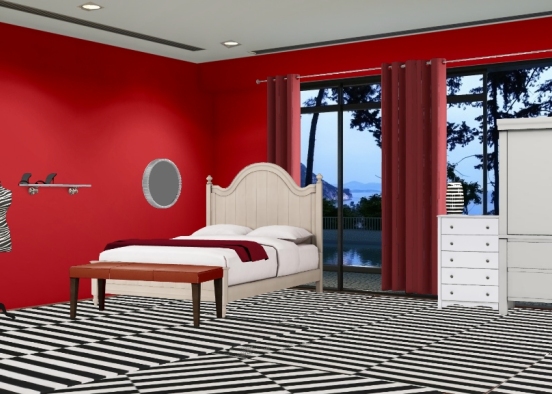 Ladies rose hotel room Design Rendering