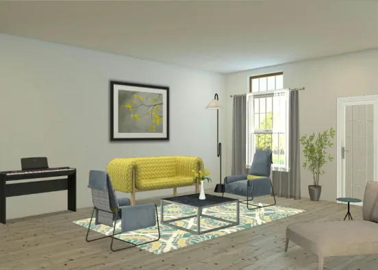 Bright and homey living room  Design Rendering