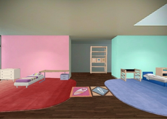 Boy and Girl twin room Design Rendering