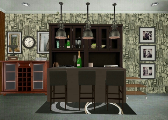 Vintage Bar Room Design Rendering