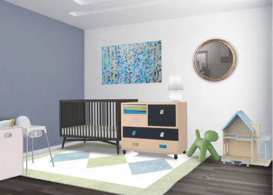 Blue and Green baby room Design Rendering
