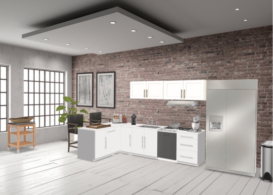 studio apartment kitchen Design Rendering