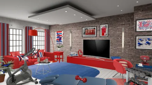 Salon bleu et rouge 