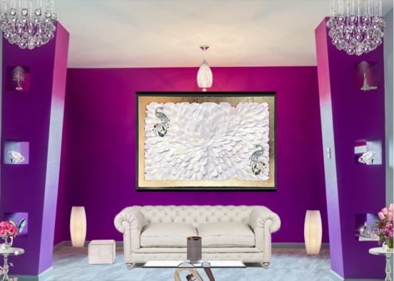Magenta livingroom Design Rendering