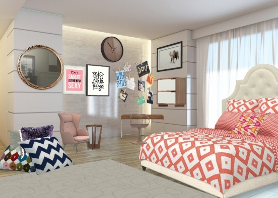 Pink bedroom 1 Design Rendering