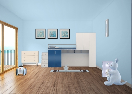 Petite chambre bleu Design Rendering