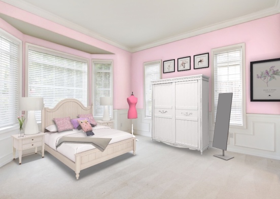 pink girls bedroom Design Rendering