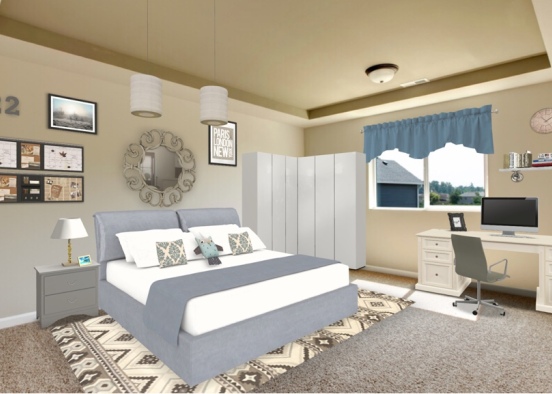 A Simple Teen Styled Bedroom Design Rendering