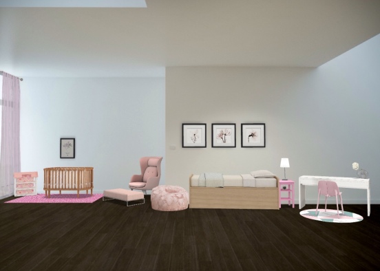 sisters room in blush Design Rendering