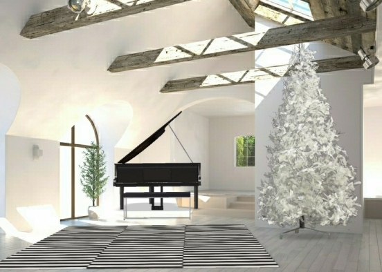 Piano room around christmas Design Rendering