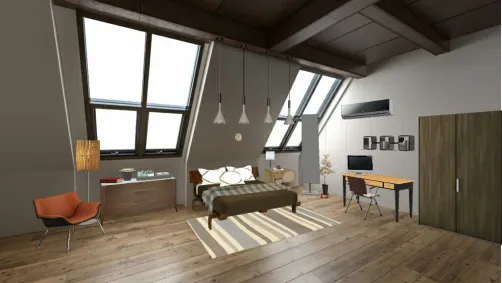 Cozy bedroom with office