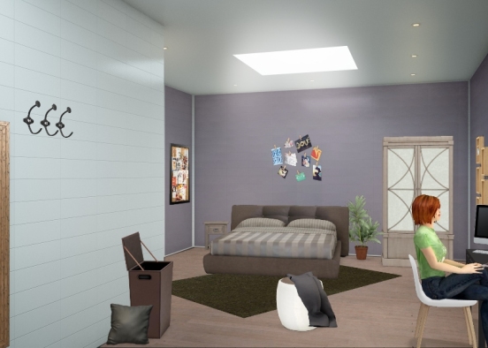 Chambre grise Design Rendering