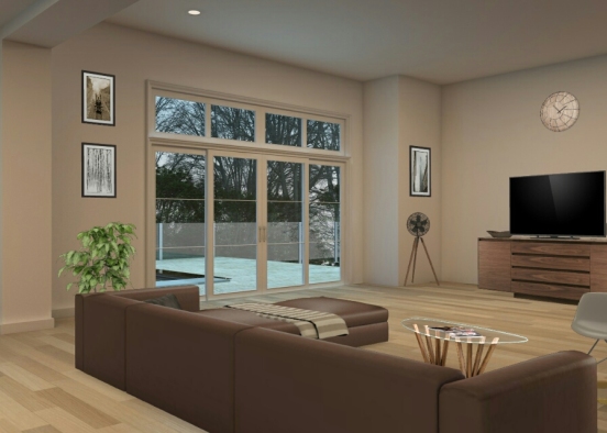 Modern brown living room Design Rendering
