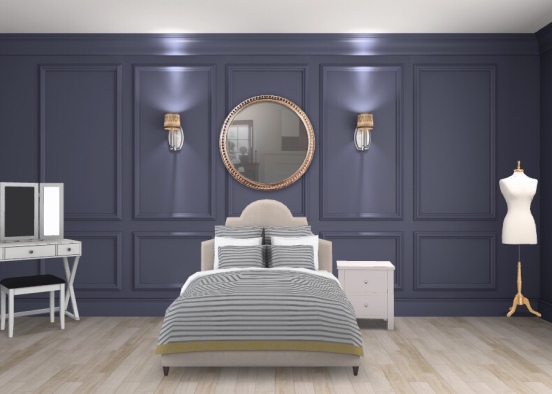 navy blue bedroom  Design Rendering