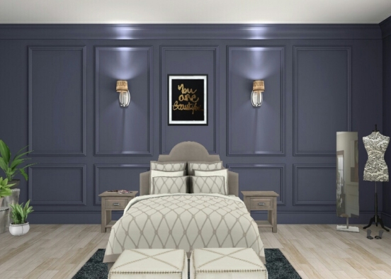 Navy  bedroom Design Rendering