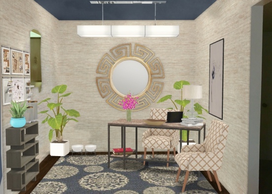 Office in a Dining Room Design Rendering