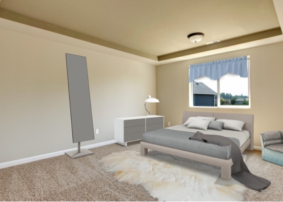 modern gray bedroom Design Rendering