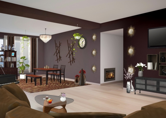 dark cozy living space Design Rendering