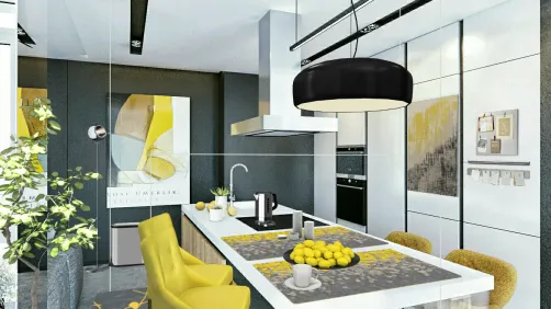 Stylish yellow kitchen