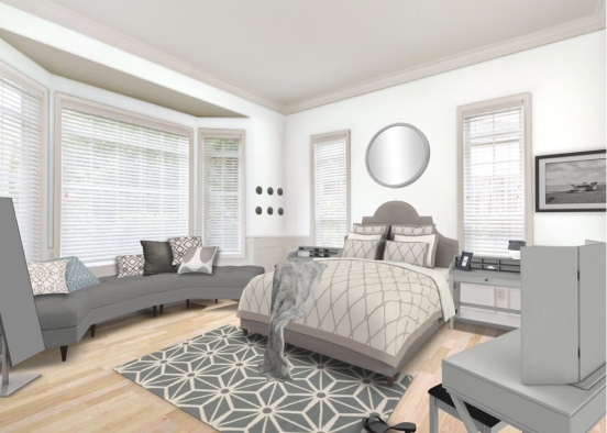 Solid Color Rooms — Room Five — Grey Bedroom Design Rendering