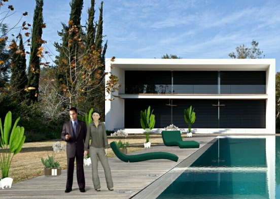 La casa con piscina Design Rendering