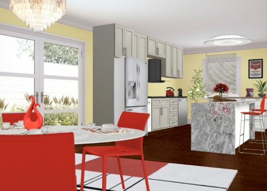 My beautiful kitchen and modern dining room Design Rendering