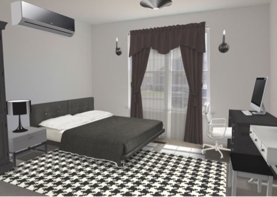 Black And White Bedroom  Design Rendering