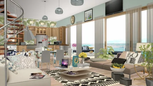 Open space kitchen & living room