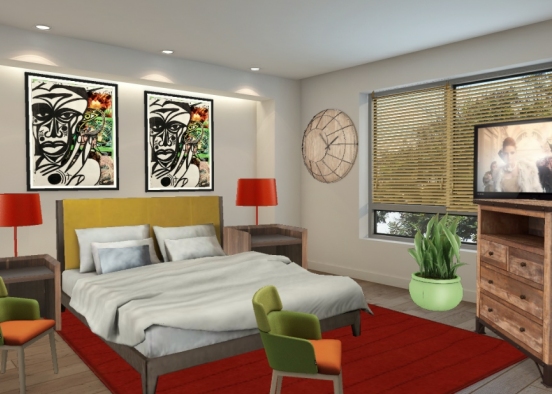 Colorful Bedroom  Design Rendering