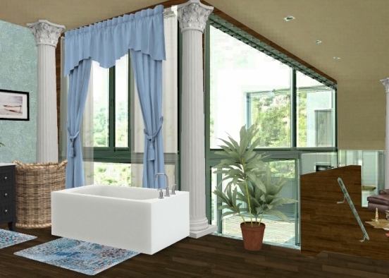 Living room  /bathroom Design Rendering