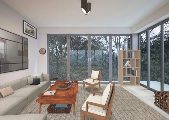 Modern cabin living room Design Rendering