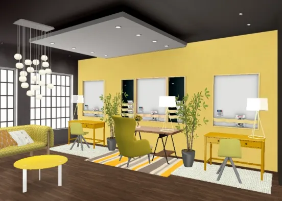 Yellow Youtube Office Design Rendering