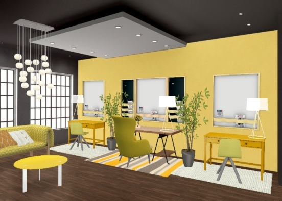 Yellow Youtube Office Design Rendering