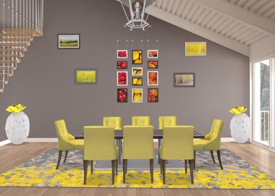 yellow dining room  Design Rendering