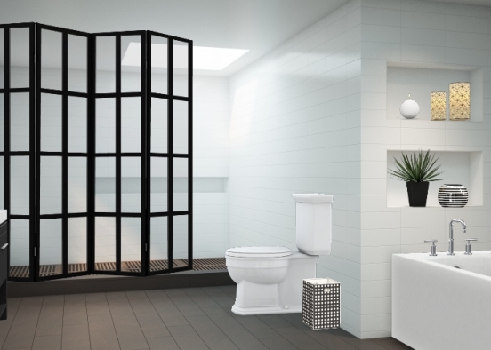 Black and White bathroom Design Rendering