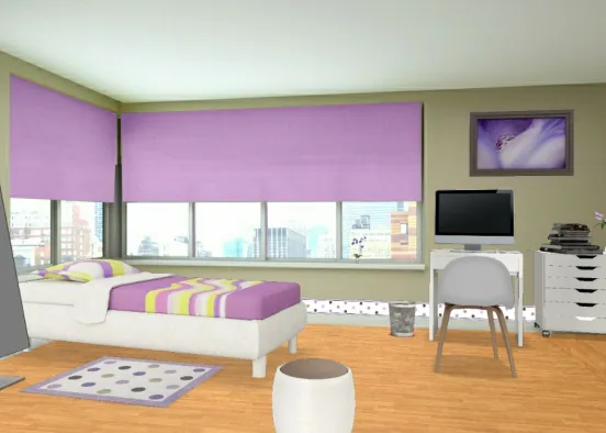 Modern Purple Room Design Rendering