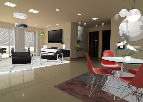 Salas Integradas Apartamento  Design Rendering