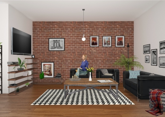 Industrial living room  Design Rendering